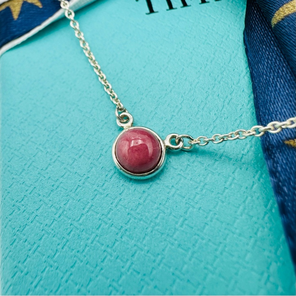 Tiffany & Co. Sterling Silver Rhodonite Necklace 16in. Color by the Yard - Picture 3 of 8